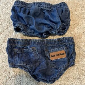 Bass Pro Shop & Cat & Jack Denim Baby Diaper Cover Infant Size 6 Months Bloomers